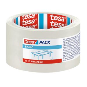 TESA BASIC ADHESIVE PACKAGING TAPE,TRANSPARENT 66m x 50mm