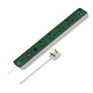 Ecolor FB Extension Lead With USB Charger White Green