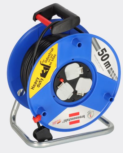 Garant 3-way socket outlet Cable Reel Extension lead with 50m cable length,.